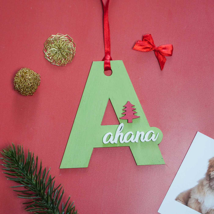 Personalized Xmas Tree Initial Mdf Wood Ornament For Christmas Tree Decoration