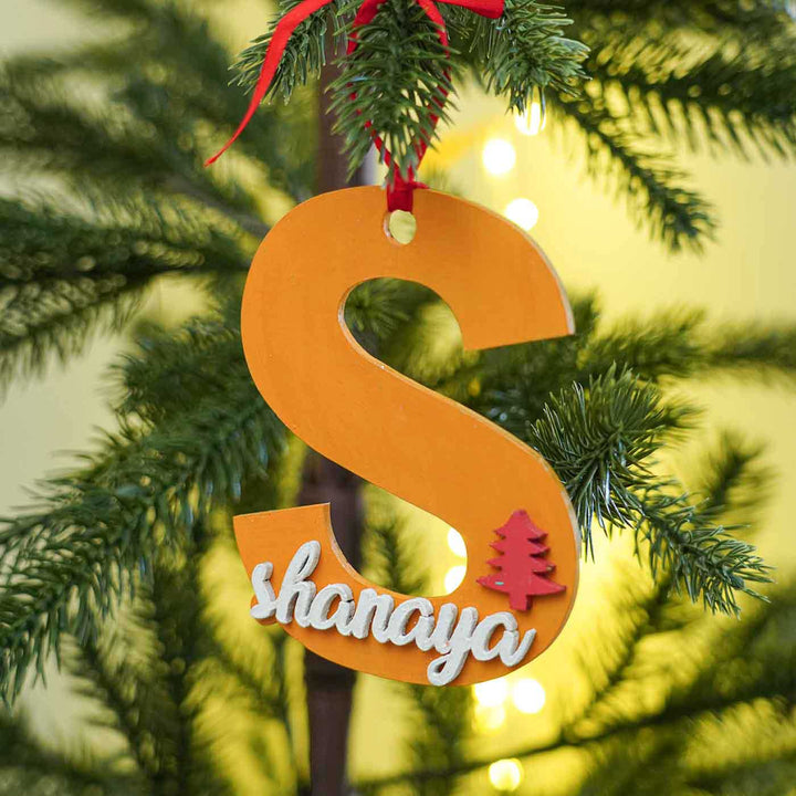 Personalized Xmas Tree Initial Mdf Wood Ornament For Christmas Tree Decoration