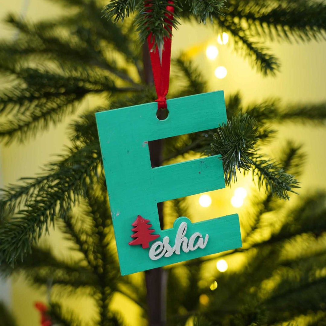 Personalized Xmas Tree Initial Mdf Wood Ornament For Christmas Tree Decoration