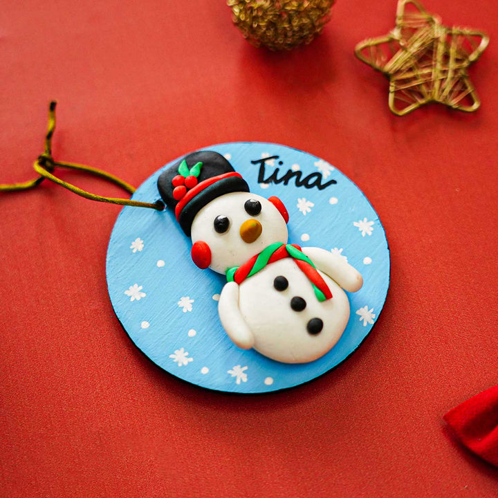 Personalized Clay Snowman Ornament/ Fridge Magnet  For Christmas Decoration