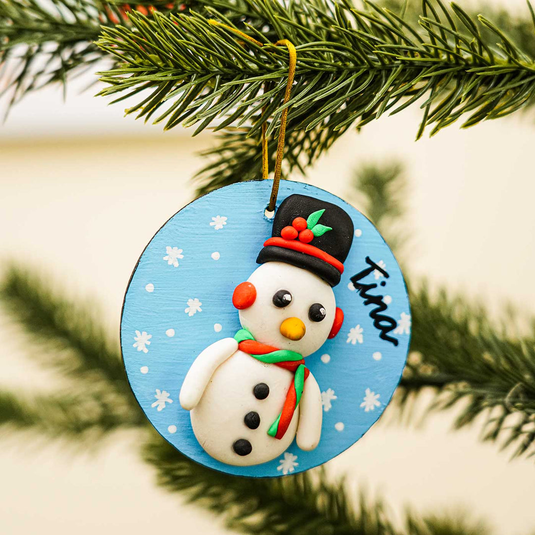 Personalized Clay Snowman Ornament/ Fridge Magnet  For Christmas Decoration