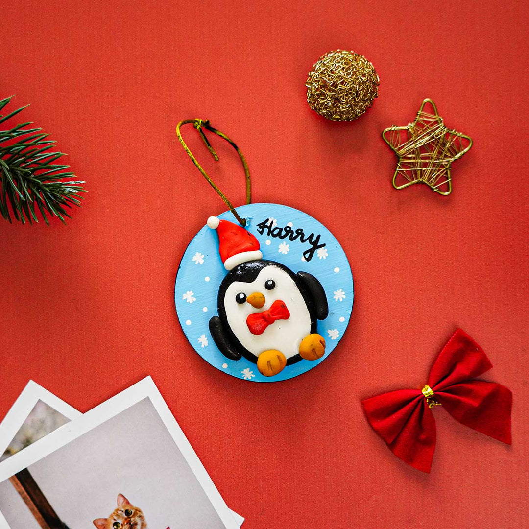 Personalized Clay Penguin Ornament/ Fridge Magnet For Christmas Decoration