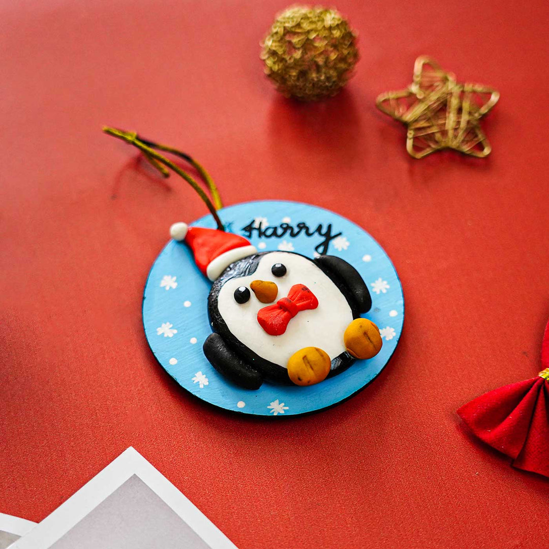 Personalized Clay Penguin Ornament/ Fridge Magnet For Christmas Decoration