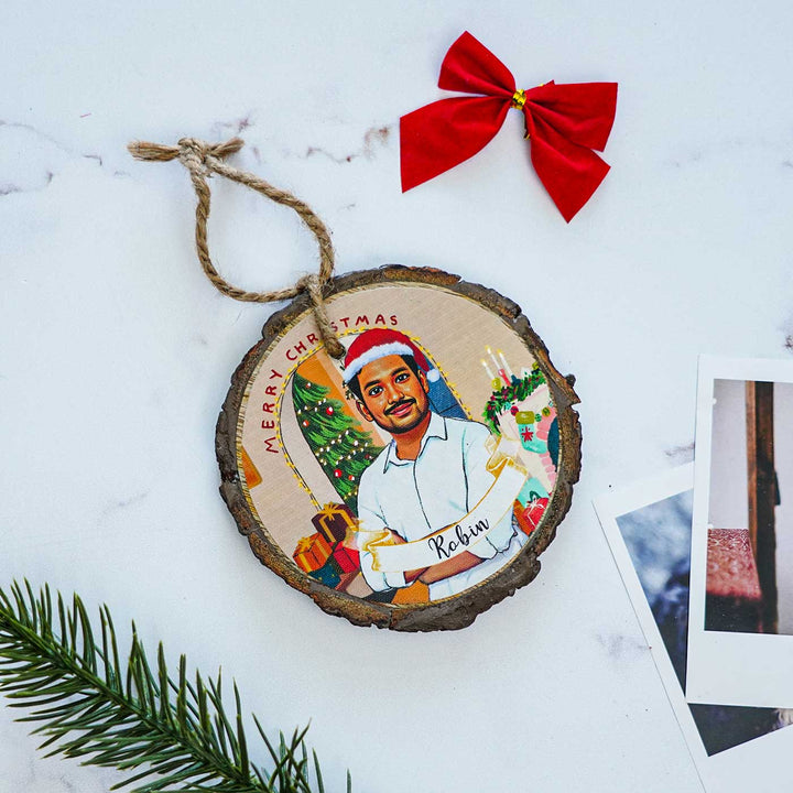 Photo Personalized Bark Ornament For Christmas Tree Decoration