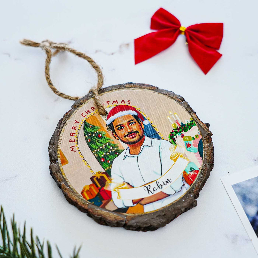 Photo Personalized Bark Ornament For Christmas Tree Decoration