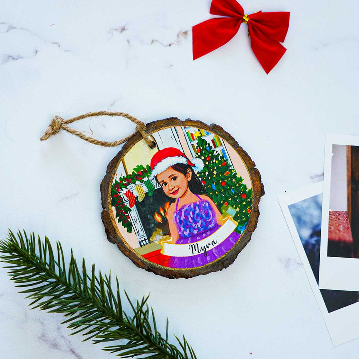 Photo Personalized Bark Ornament For Christmas Tree Decoration