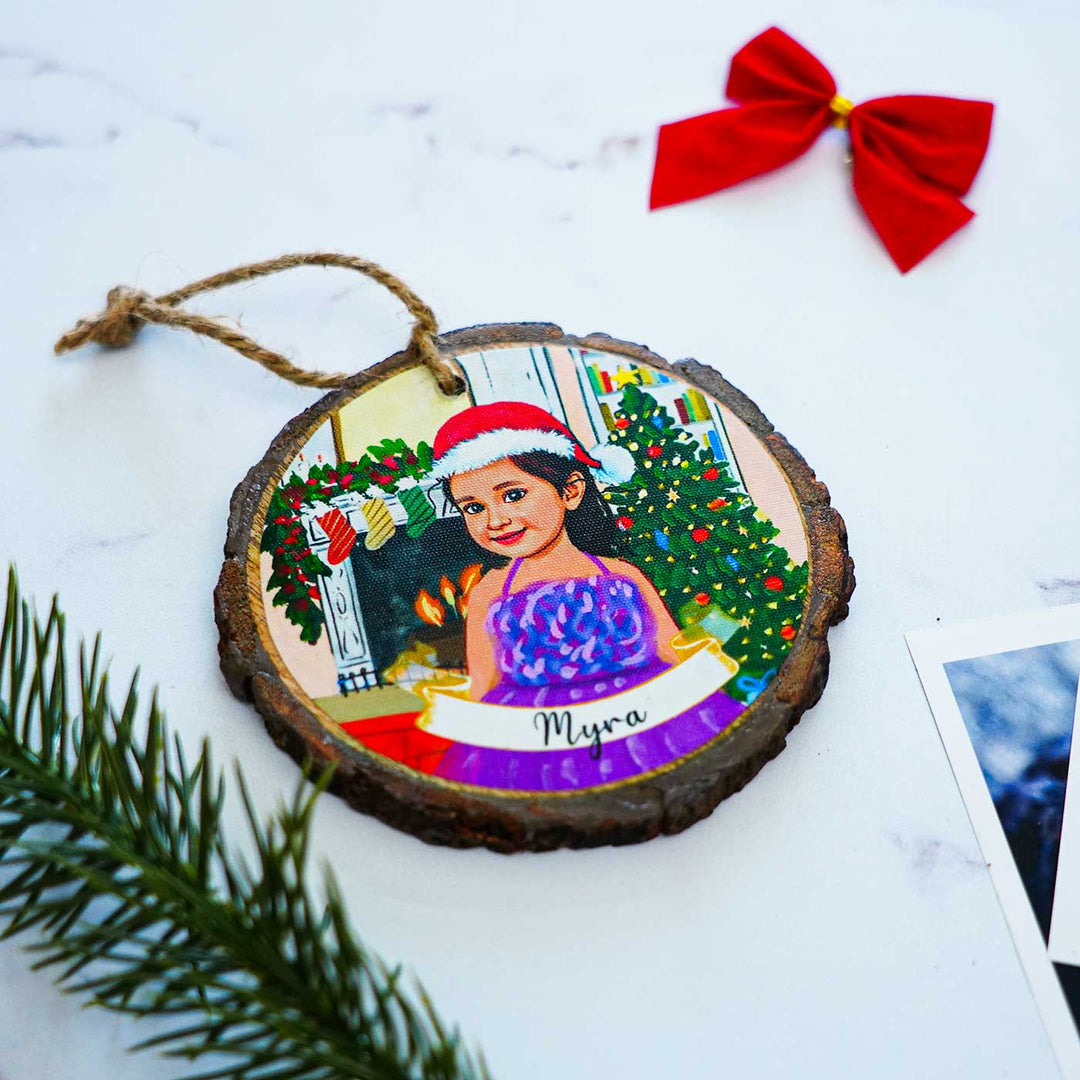 Photo Personalized Bark Ornament For Christmas Tree Decoration