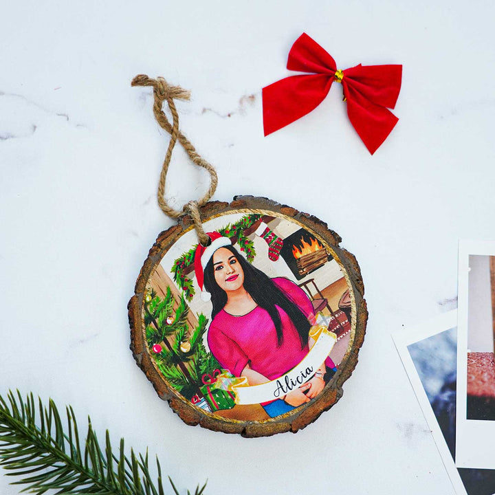 Photo Personalized Bark Ornament For Christmas Tree Decoration