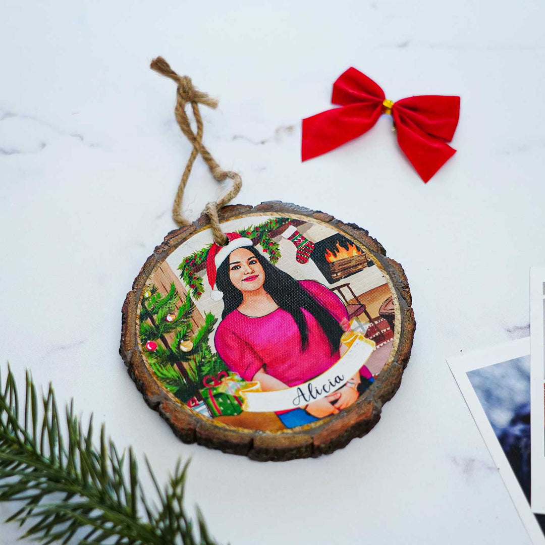 Photo Personalized Bark Ornament For Christmas Tree Decoration