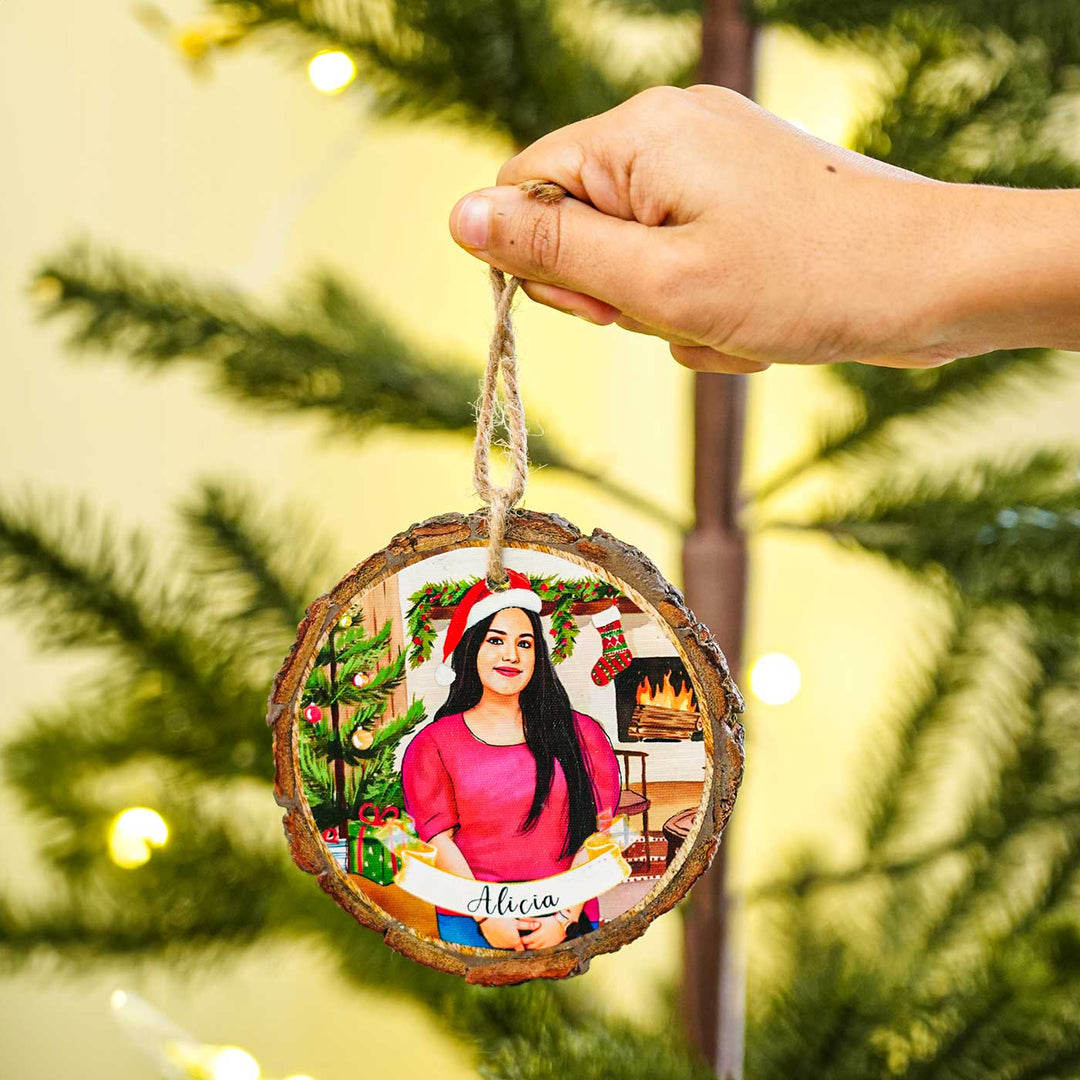 Photo Personalized Bark Ornament For Christmas Tree Decoration