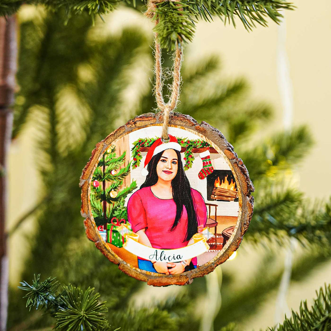 Photo Personalized Bark Ornament For Christmas Tree Decoration