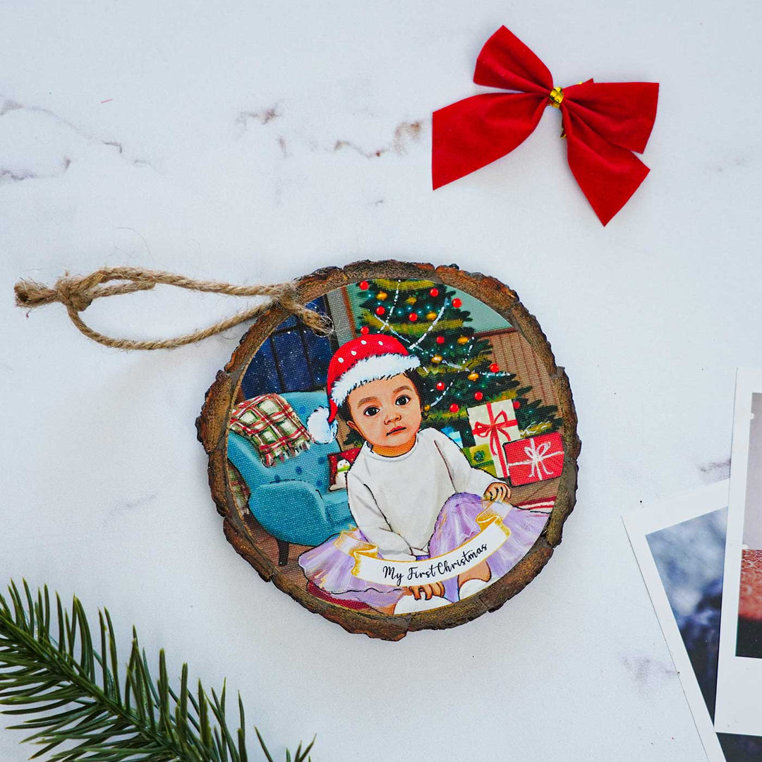 Photo Personalized Bark Ornament For Christmas Tree Decoration