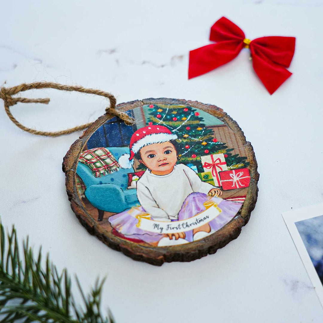 Photo Personalized Bark Ornament For Christmas Tree Decoration