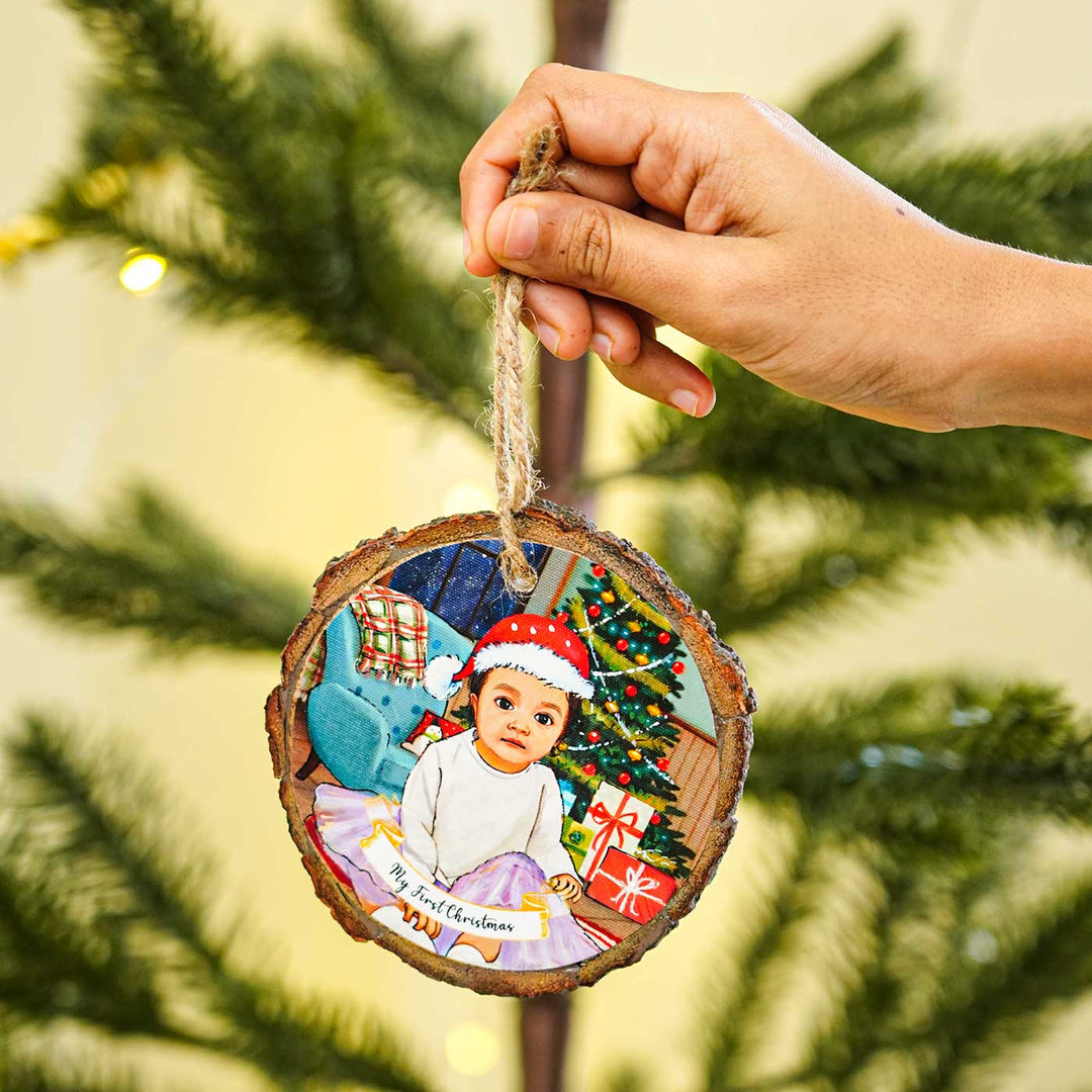 Photo Personalized Bark Ornament For Christmas Tree Decoration