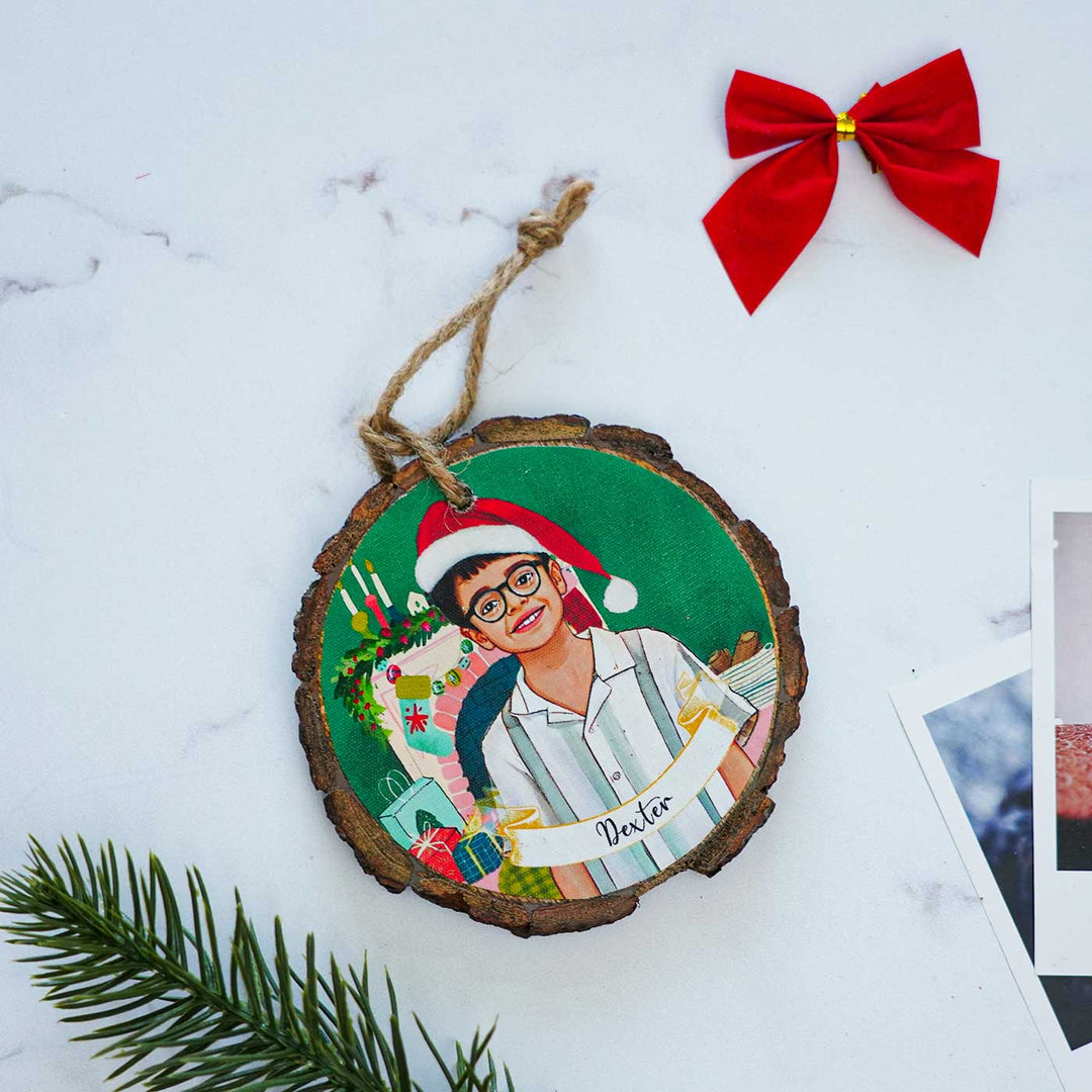 Photo Personalized Bark Ornament For Christmas Tree Decoration