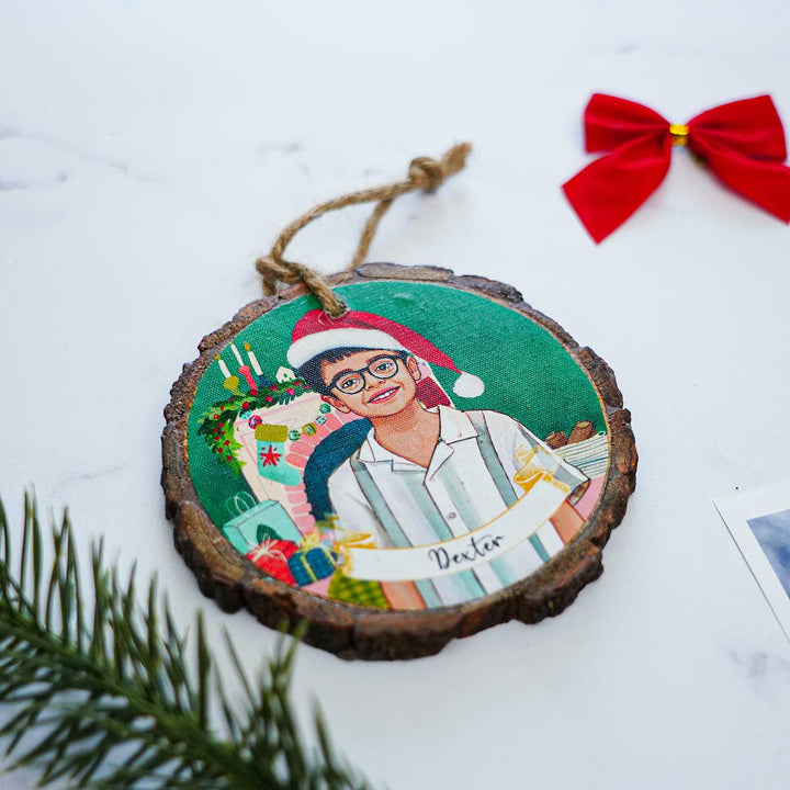 Photo Personalized Bark Ornament For Christmas Tree Decoration