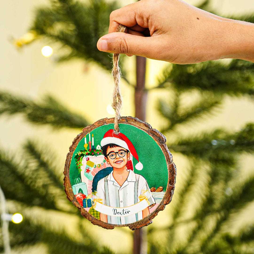 Photo Personalized Bark Ornament For Christmas Tree Decoration