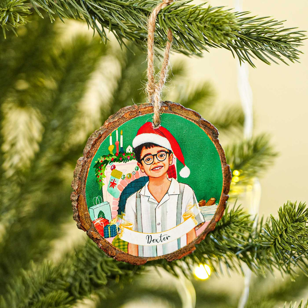 Photo Personalized Bark Ornament For Christmas Tree Decoration