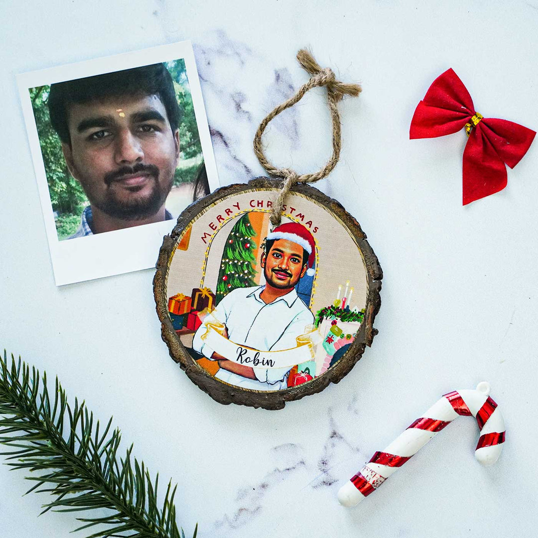 Photo Personalized Bark Ornament For Christmas Tree Decoration