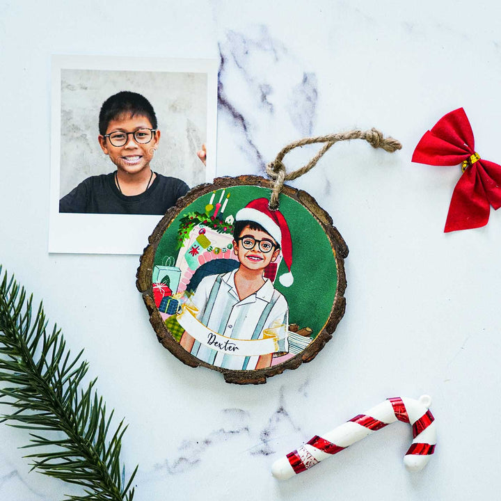 Photo Personalized Bark Ornament For Christmas Tree Decoration