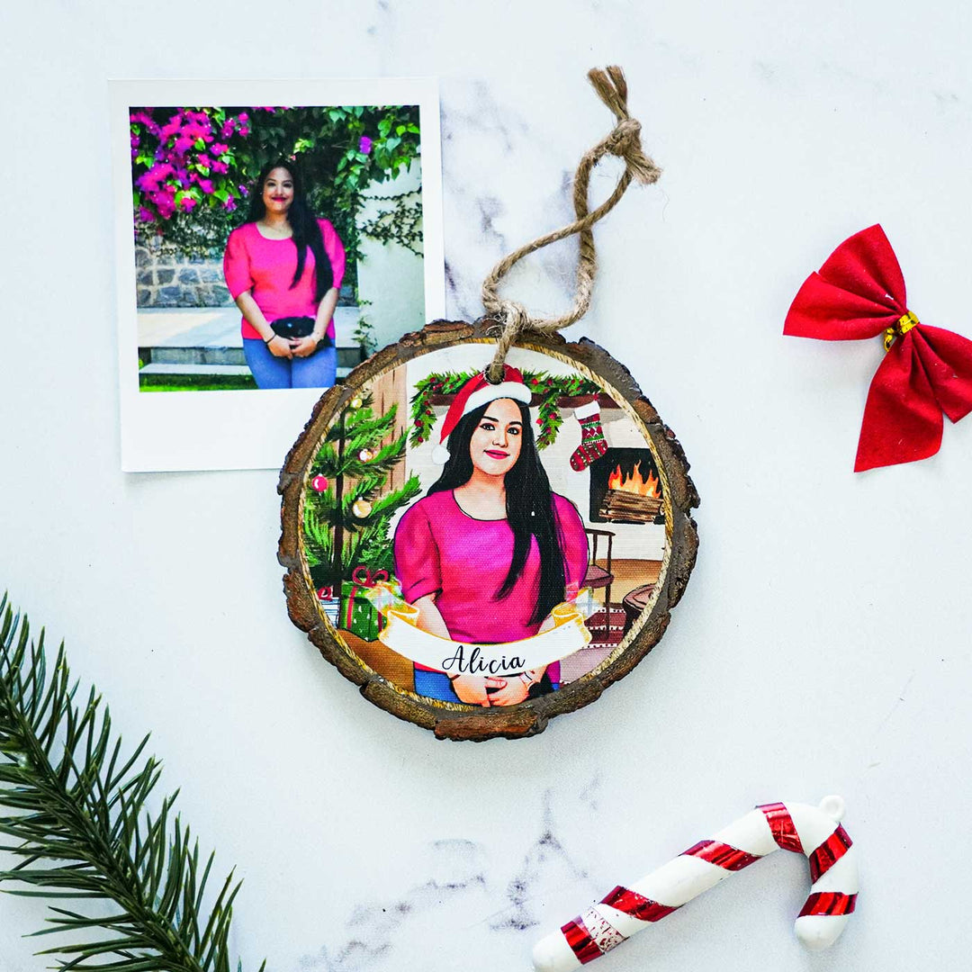 Photo Personalized Bark Ornament For Christmas Tree Decoration