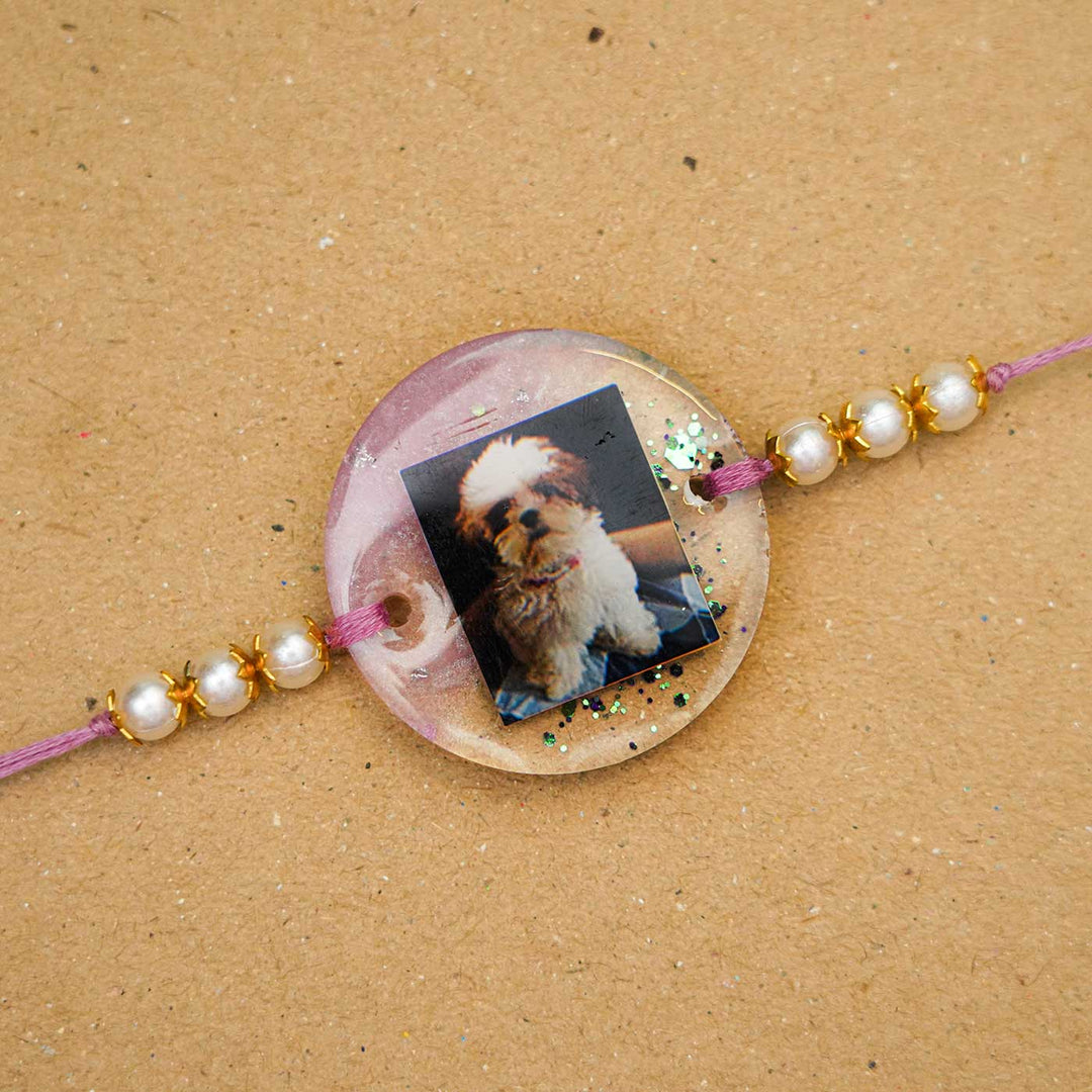 Photo Personalized Reusable Resin Rakhi With Roli Chawal For Pets