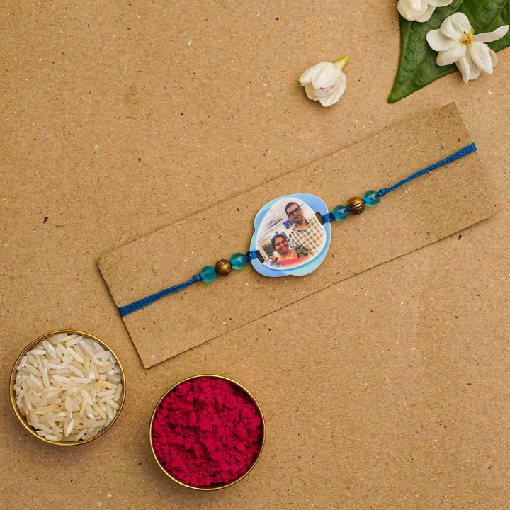 Photo Personalized Handmade Photo Acrylic Rakhi With Roli Chawal