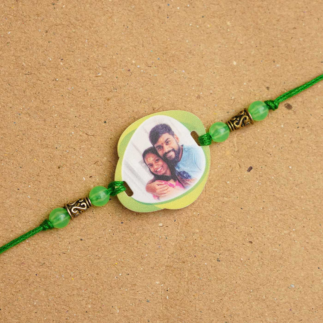 Photo Personalized Handmade Photo Acrylic Rakhi With Roli Chawal