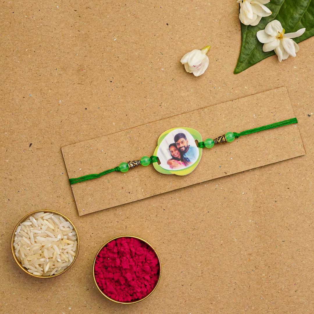 Photo Personalized Handmade Photo Acrylic Rakhi With Roli Chawal