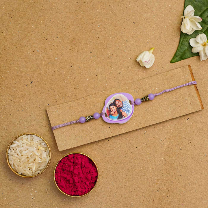 Photo Personalized Handmade Photo Acrylic Rakhi With Roli Chawal