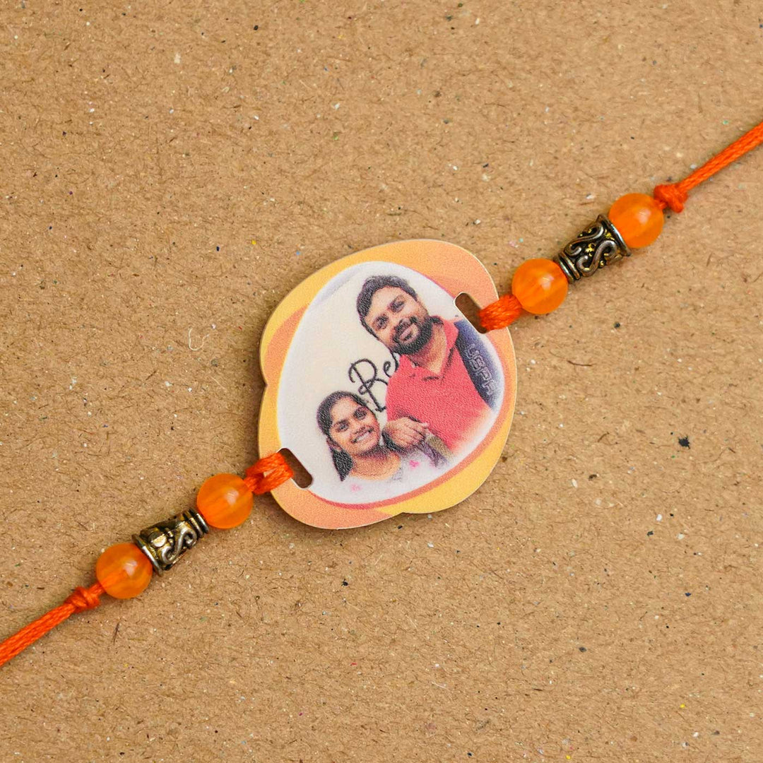 Photo Personalized Handmade Photo Acrylic Rakhi With Roli Chawal