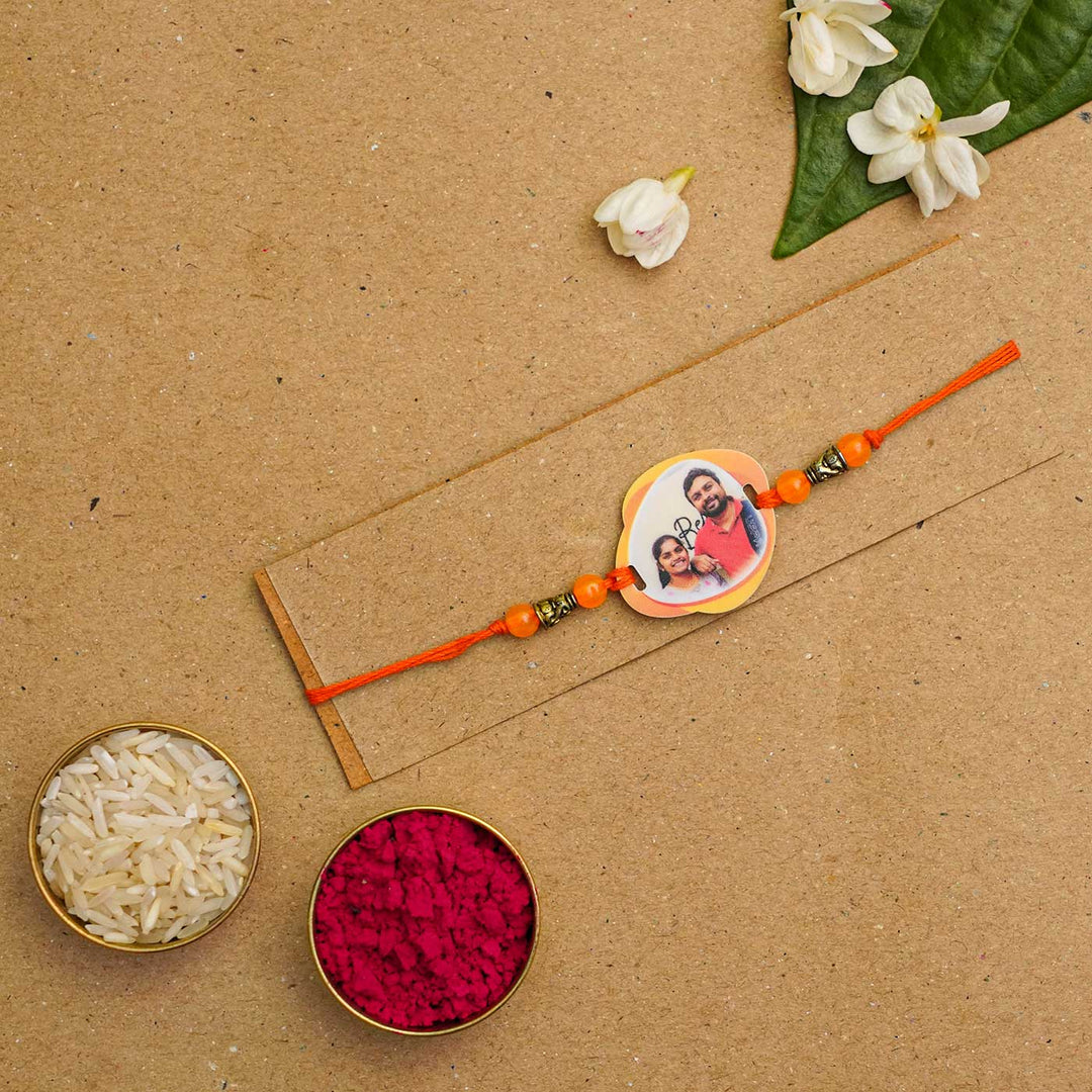 Photo Personalized Handmade Photo Acrylic Rakhi With Roli Chawal