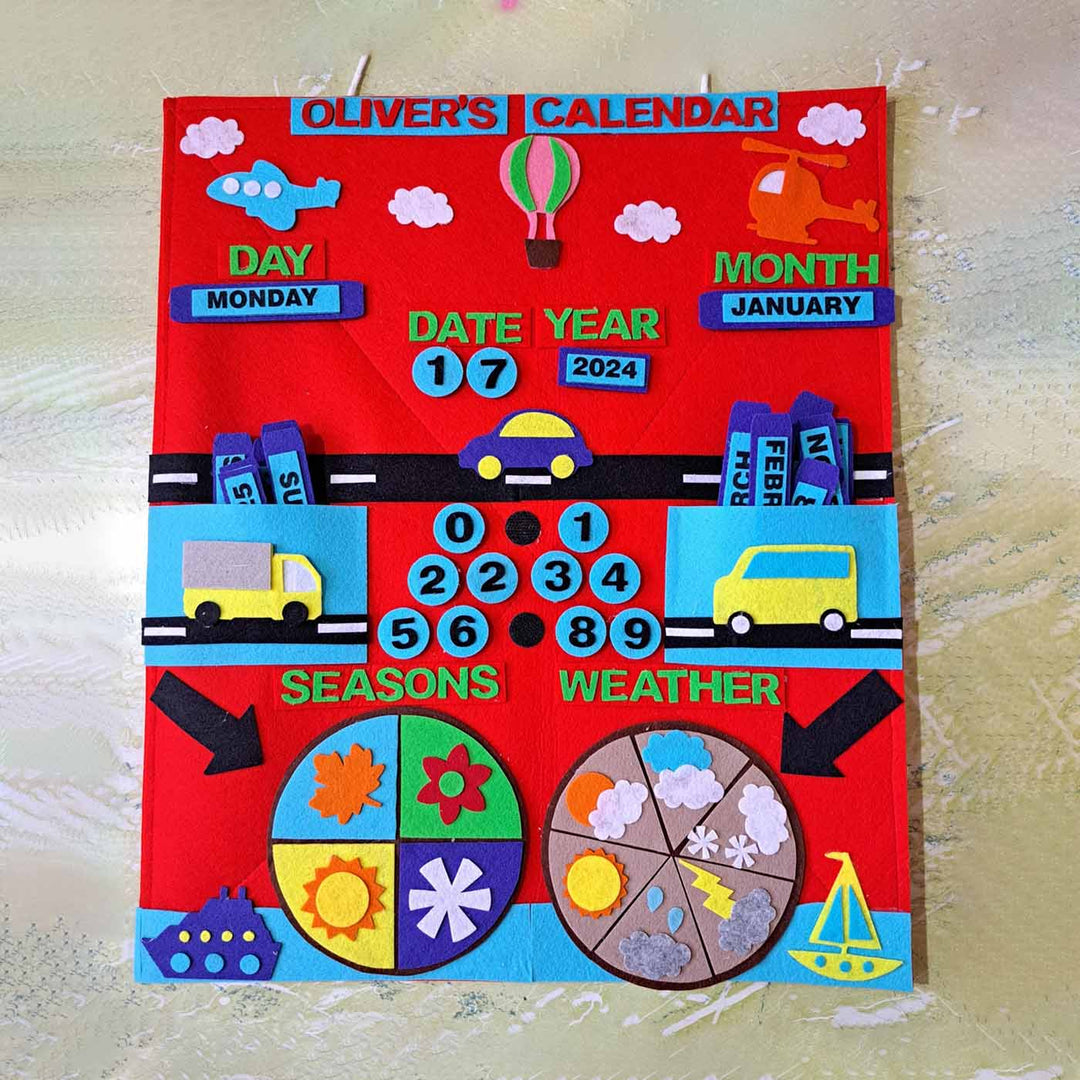 Personalized Handmade Vehicles Theme Felt Table Calender