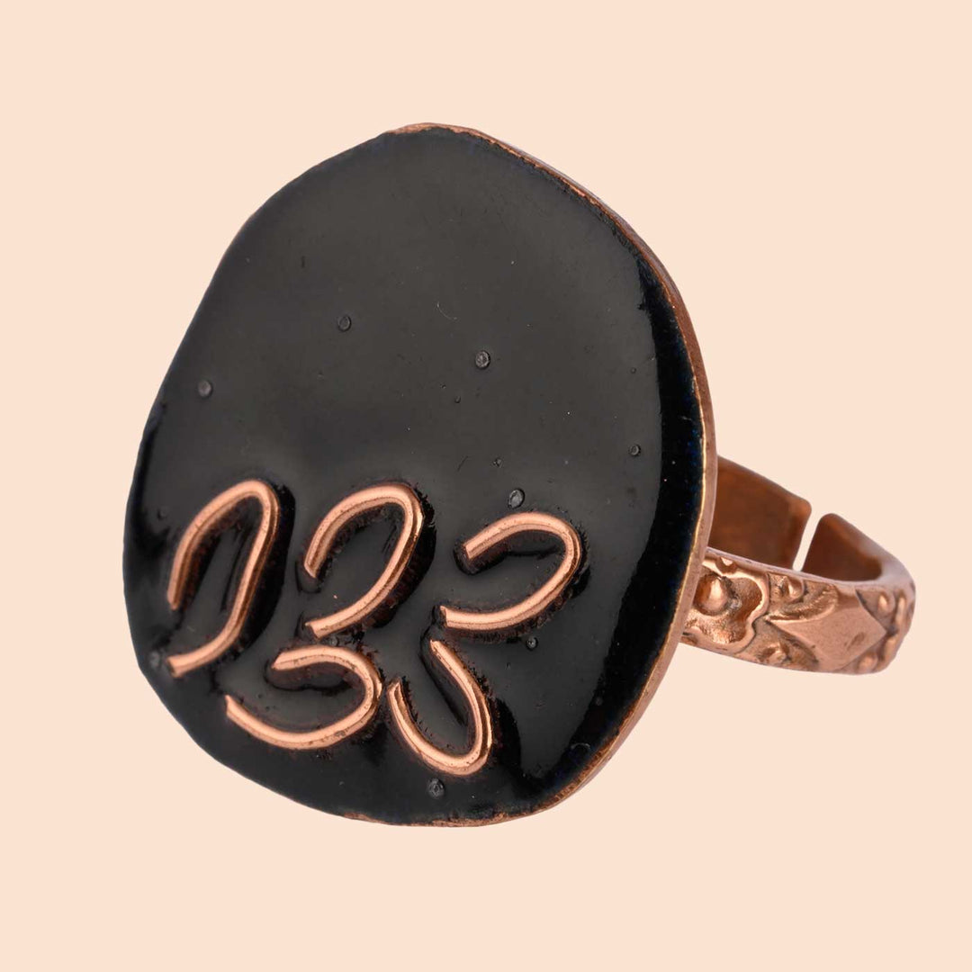 Hand Crafted Coal Copper Enamel Phyllo Ring