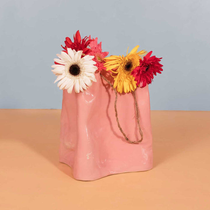 Handmade Pink Pick-Me-Up Basket Ceramic Vase