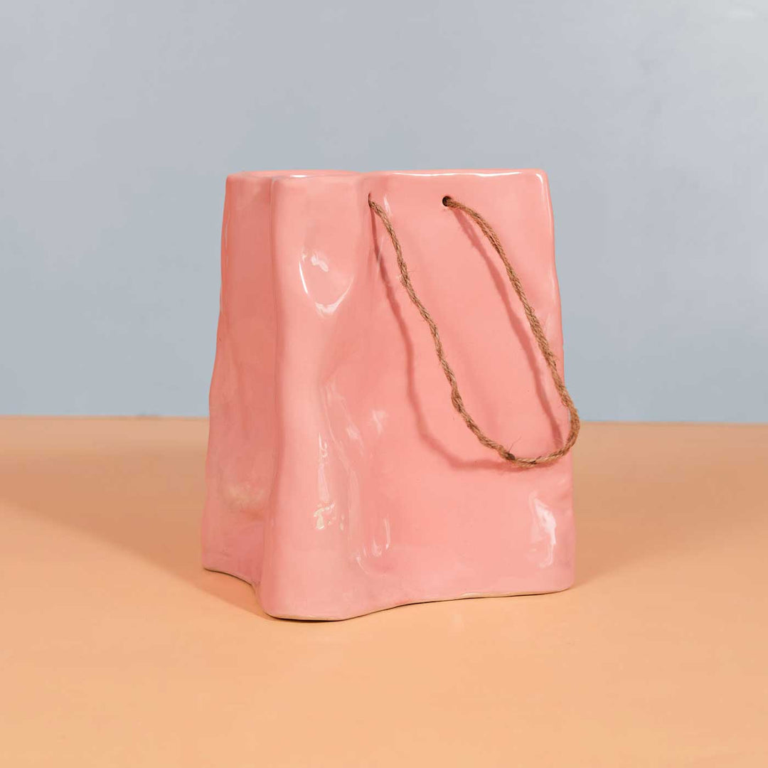 Handmade Pink Pick-Me-Up Basket Ceramic Vase