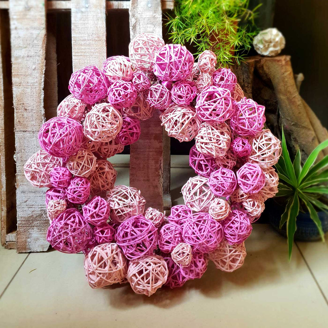 Handmade Pink Dried Flower Wreath For Christmas Door Decoration