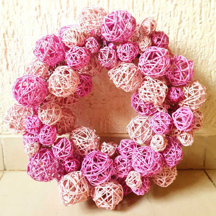 Handmade Pink Dried Flower Wreath For Christmas Door Decoration