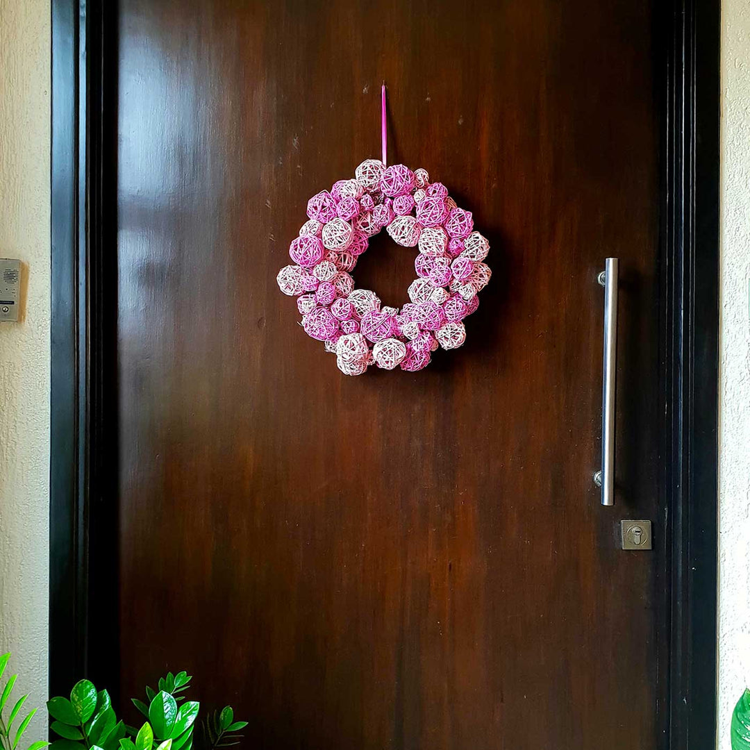 Handmade Pink Dried Flower Wreath For Christmas Door Decoration