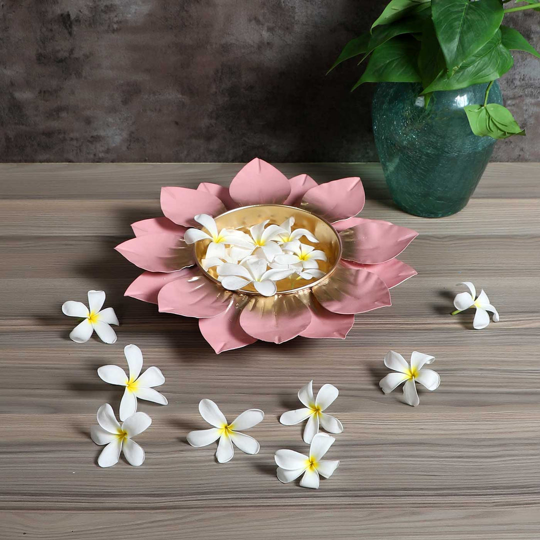 Handmade Pink & Gold Flower Urli