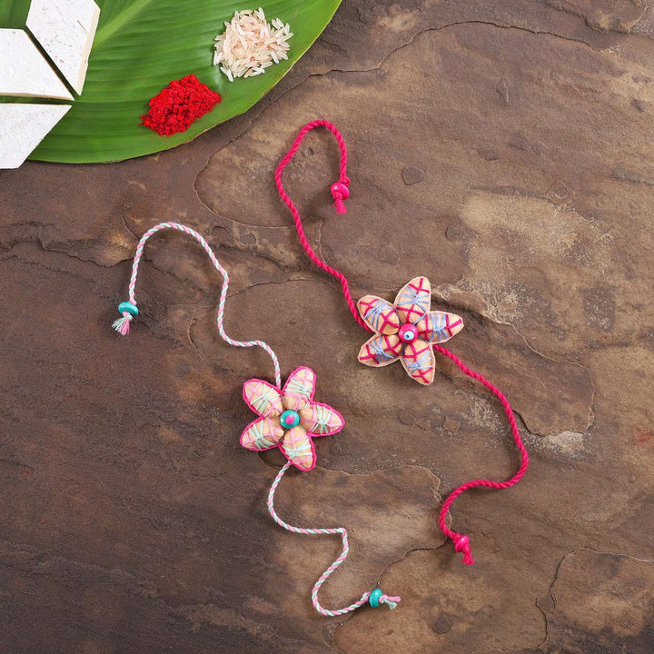 Handmade Beaded Pista Shell Rakhi With Roli Chawal | Set of 2