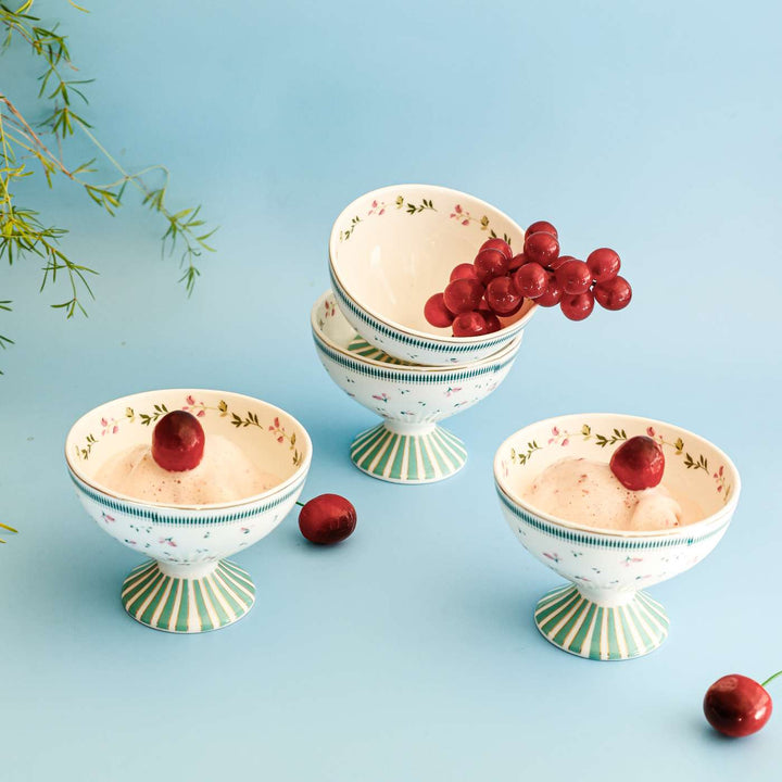 Portrait Of A Rose Porcelain Dessert Bowls | Set Of 4