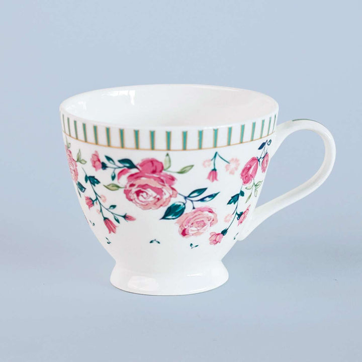 Portrait Of A Rose Porcelain Cup & Saucer | Set Of 6, 12 Pcs