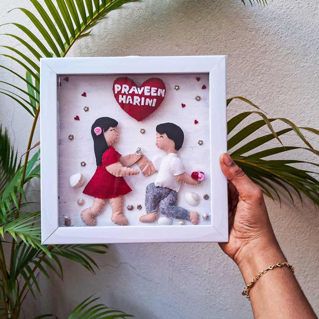 Personalized Love Proposing Themed Felt Frame For Couples