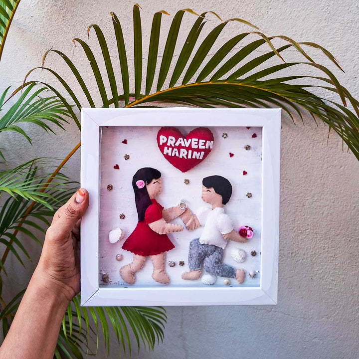 Personalized Love Proposing Themed Felt Frame For Couples