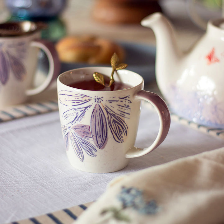 Hand-Painted Purplicious Ceramic Mugs | Set Of 2