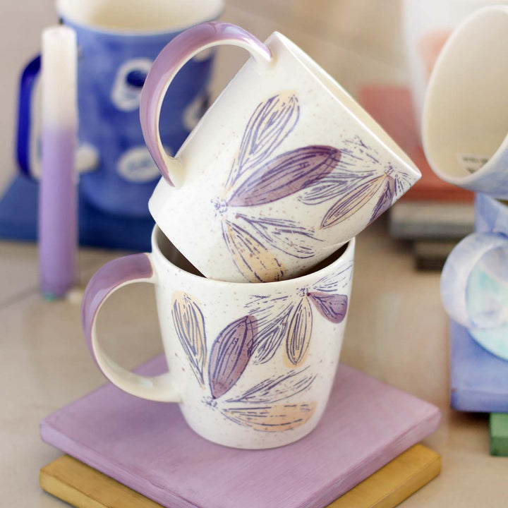 Hand-Painted Purplicious Ceramic Mugs | Set Of 2