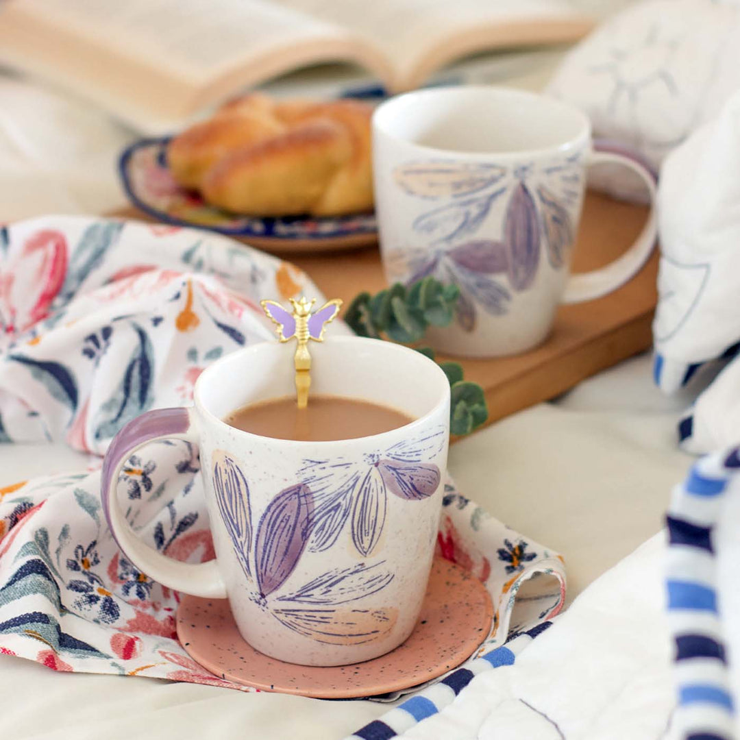 Hand-Painted Purplicious Ceramic Mugs | Set Of 2