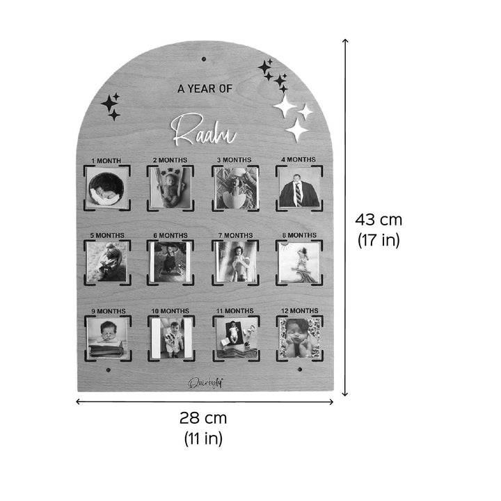 Photo Personalized Printed "A Year of Celebration" MDF Wood Frame For Newborns