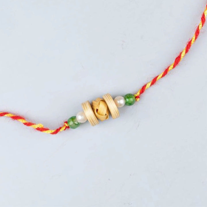 Ecofriendly Bamboo Rakhi With Roli Chawal